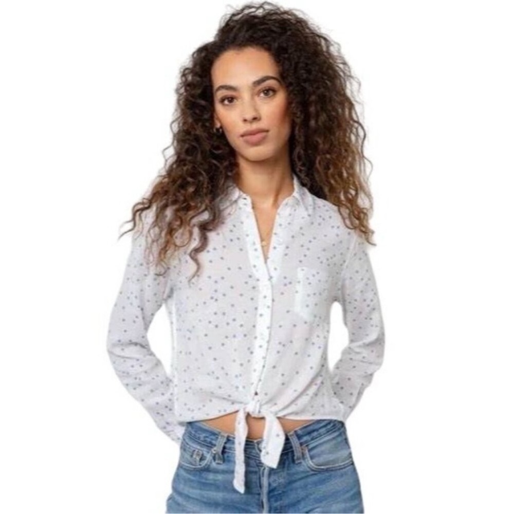 Rails White Val Starry Print Tie Front Shirt
